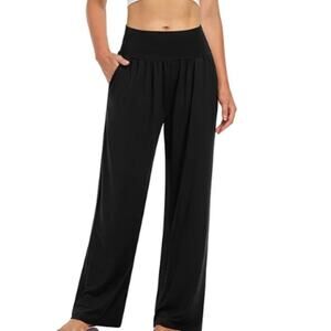 UEU Small Black Soft Comfy High Waist Wide Leg Casual Lounge Pants